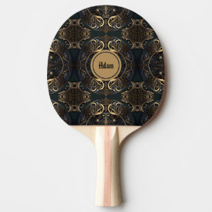 Black and Gold Historical Medieval Ping Pong Paddle