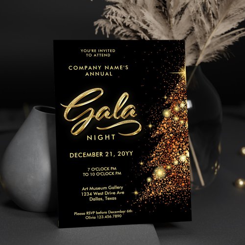 Black and Gold Holiday Gala Party Business Invitation