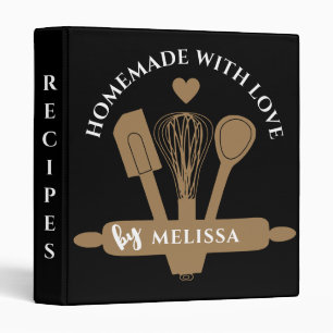 Black And Gold Homemade With Love Recipes Cookbook 3 Ring Binder