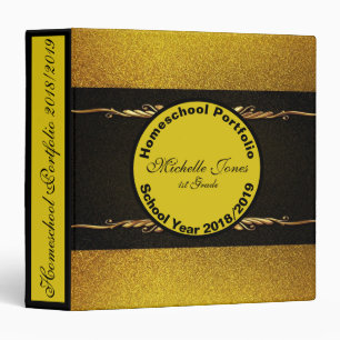 Black and Gold Homeschool Portfolio 3 Ring Binder
