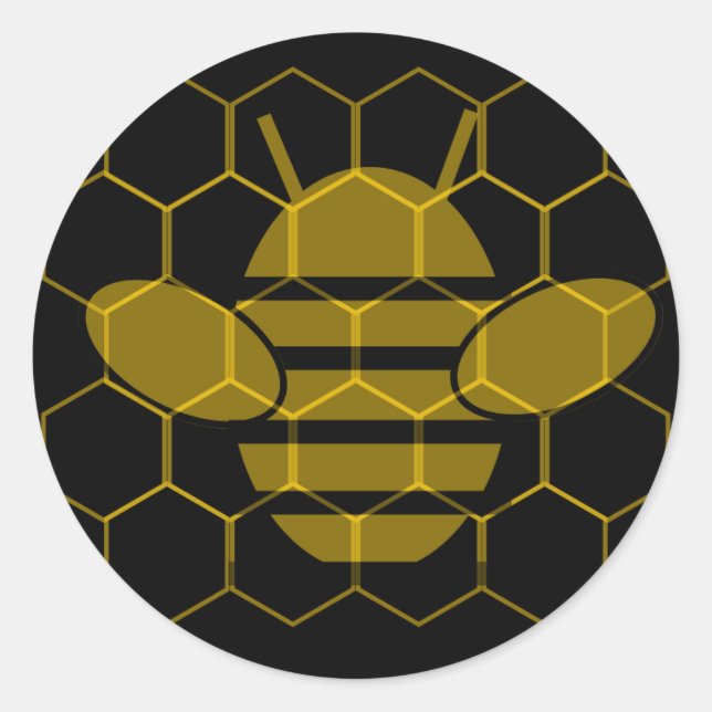 black and gold honey bee comb sticker (Front)