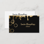 Black And Gold Honey Drips Modern Apiary Business Card (Front/Back)