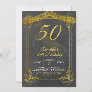 Black and Gold Horse Adult Birthday Invitation