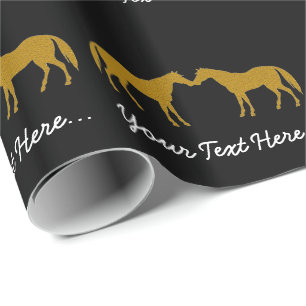 Black And Gold Horse Personalized Gift Wrap