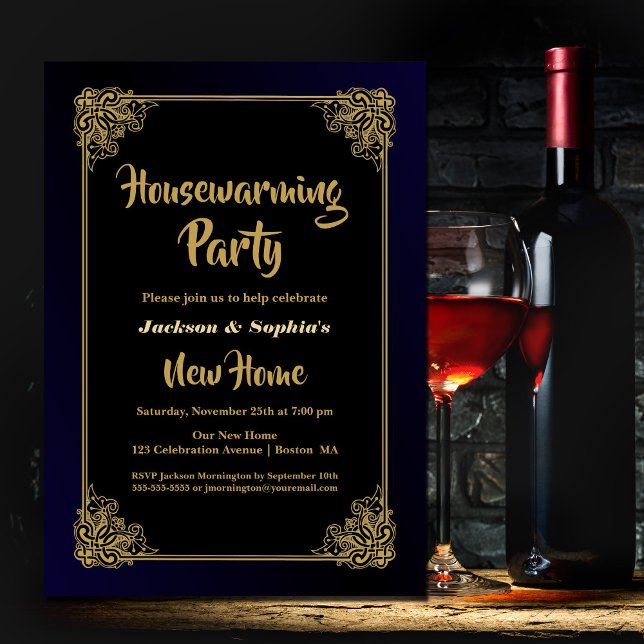 Black and Gold Housewarming Party Invitation (Creator Uploaded)