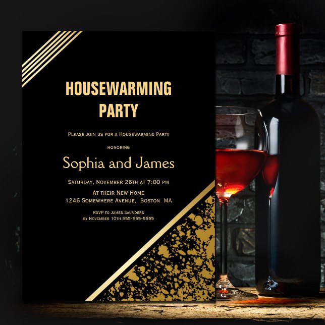 Black and Gold Housewarming Party Invitation (Creator Uploaded)