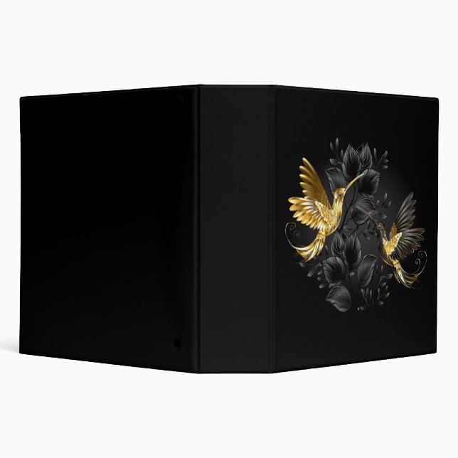 Black and Gold Hummingbird 3 Ring Binder (Background)