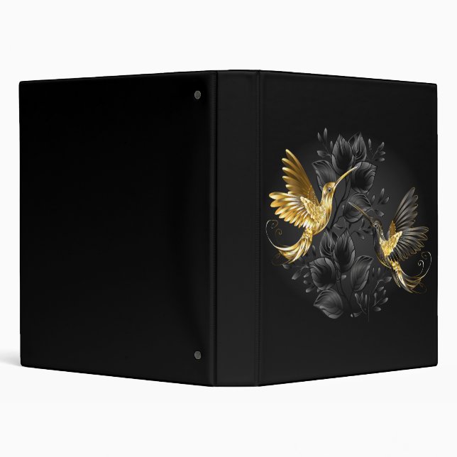 Black and Gold Hummingbird 3 Ring Binder (Background)