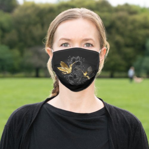 Black and Gold Hummingbird Adult Cloth Face Mask