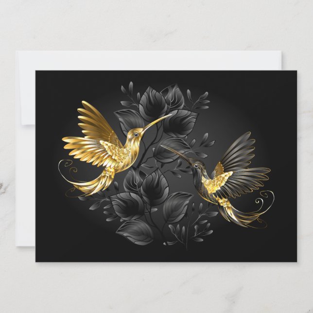 Black and Gold Hummingbird Announcement (Front)