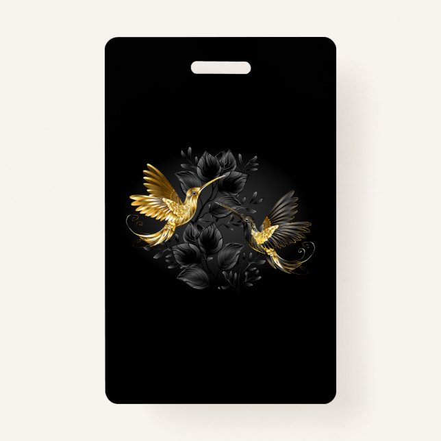 Black and Gold Hummingbird Badge (Front)