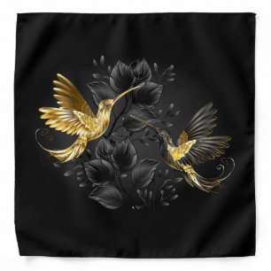 Black and Gold Hummingbird Bandana