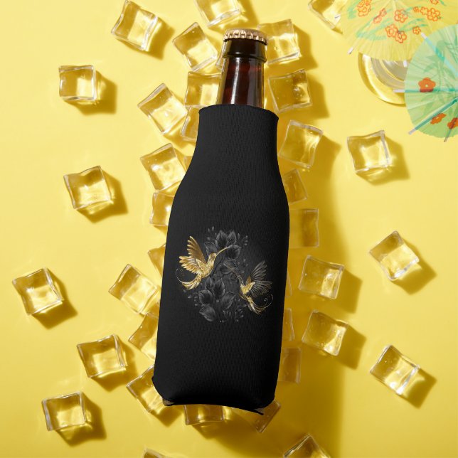 Black and Gold Hummingbird Bottle Cooler (In Situ Summer)