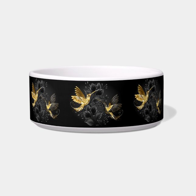 Black and Gold Hummingbird Bowl (Front)