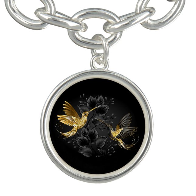 Black and Gold Hummingbird Bracelet (Design)