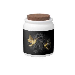Black and Gold Hummingbird Candy Jar