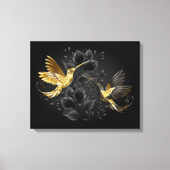 Black and Gold Hummingbird Canvas Print (Front)