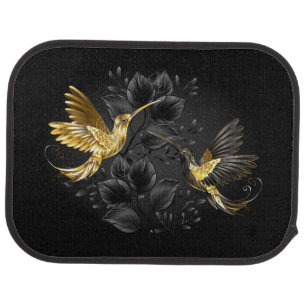Black and Gold Hummingbird Car Floor Mat