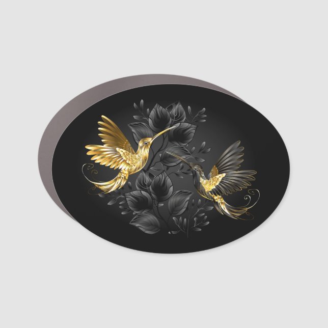 Black and Gold Hummingbird Car Magnet (Front)