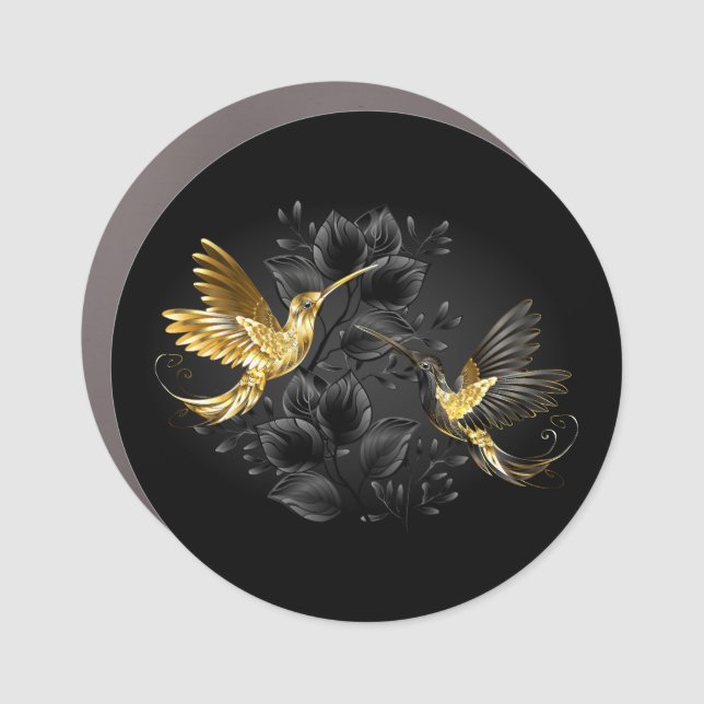 Black and Gold Hummingbird Car Magnet (Front)