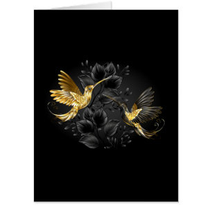 Black and Gold Hummingbird Card