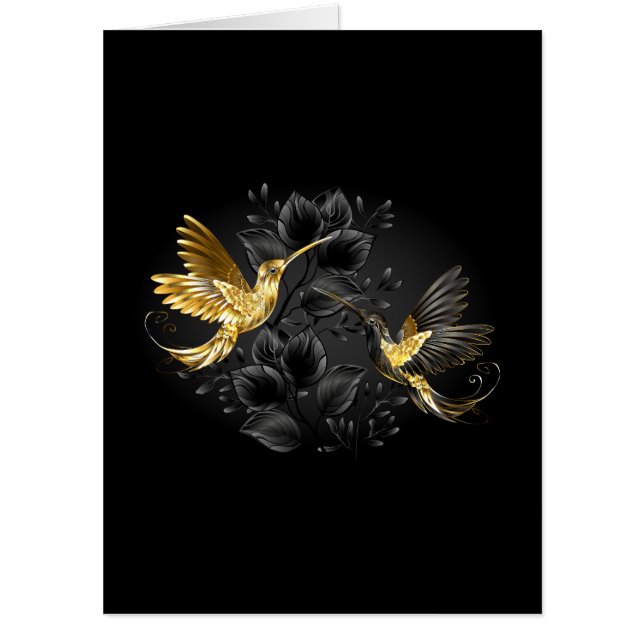 Black and Gold Hummingbird Card (Front)