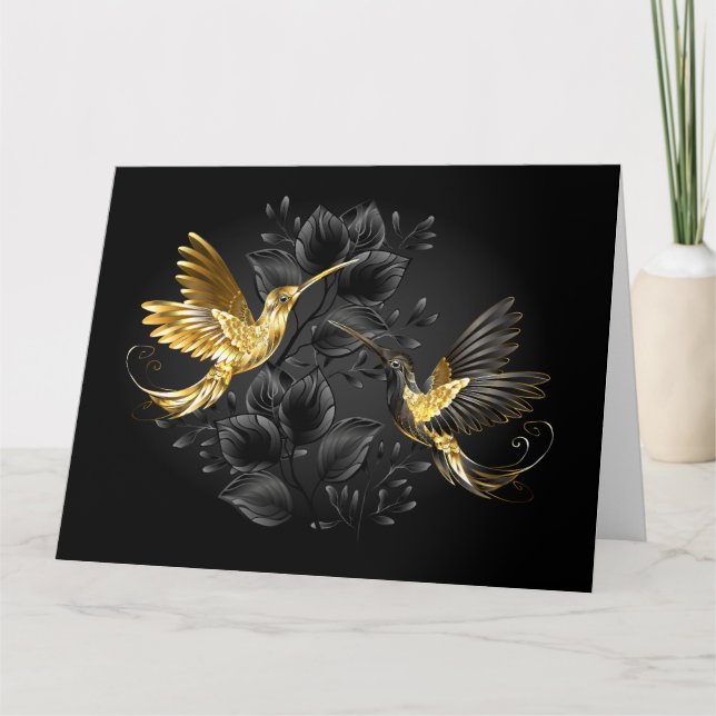 Black and Gold Hummingbird Card (Front)