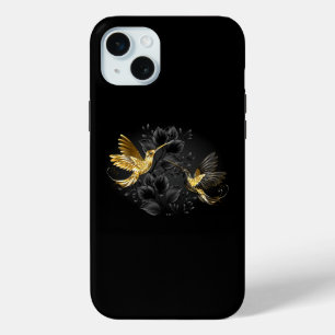 Black and Gold Hummingbird iPhone 15 Plus Case