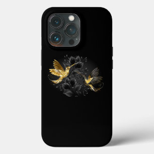 Black and Gold Hummingbird iPhone 13 Pro Case