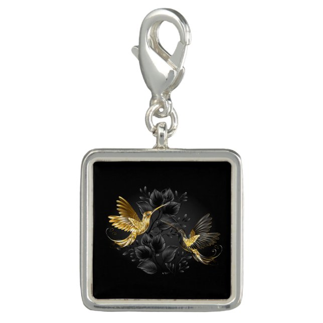 Black and Gold Hummingbird Charm (Front)