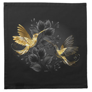 Black and Gold Hummingbird Cloth Napkin