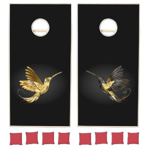Black and Gold Hummingbird Cornhole Set