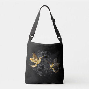 Black and Gold Hummingbird Crossbody Bag