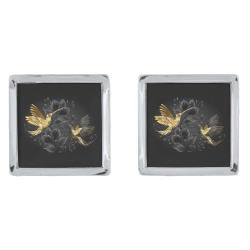 Black and Gold Hummingbird Cufflinks