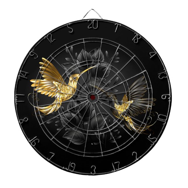 Black and Gold Hummingbird Dart Board (Front)