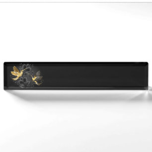 Black and Gold Hummingbird Desk Name Plate