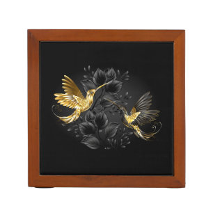 Black and Gold Hummingbird Desk Organizer