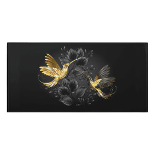 Black and Gold Hummingbird Door Sign