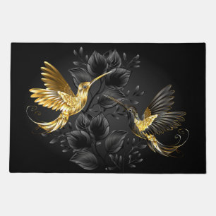 Black and Gold Hummingbird Doormat