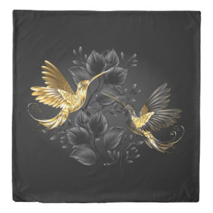 Black and Gold Hummingbird Duvet Cover