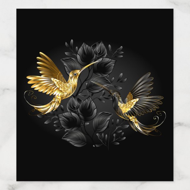 Black and Gold Hummingbird Envelope Liner (Design)