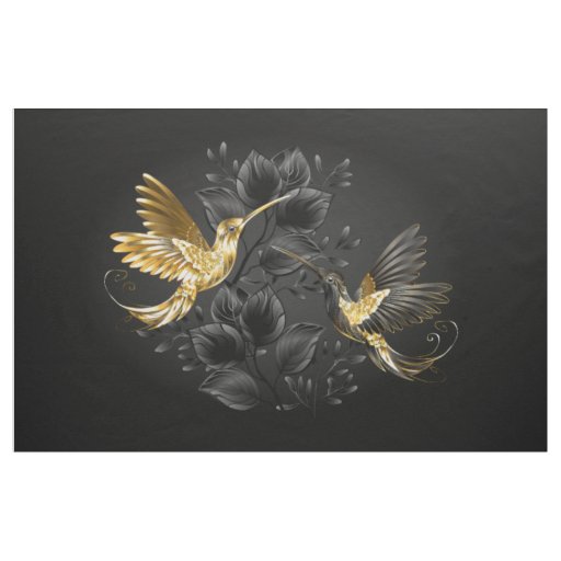 Black and Gold Hummingbird Fabric