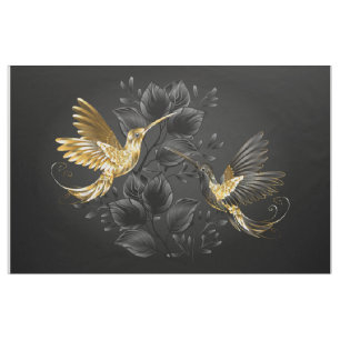 Black and Gold Hummingbird Fabric