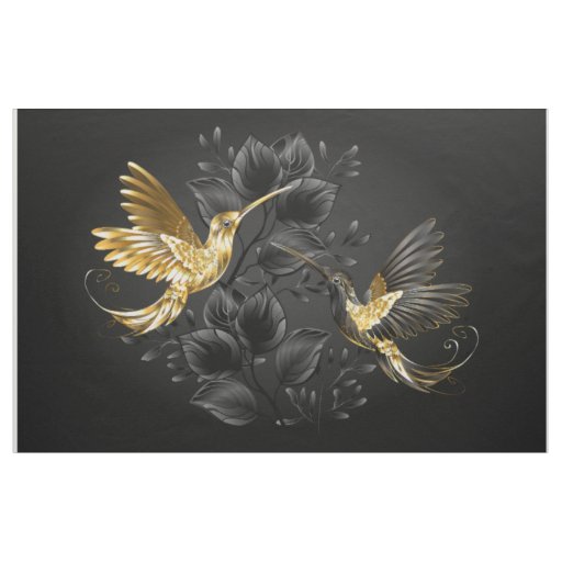 Black and Gold Hummingbird Fabric