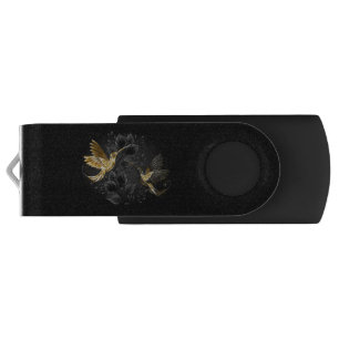 Black and Gold Hummingbird Flash Drive