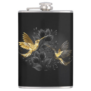 Black and Gold Hummingbird Flask