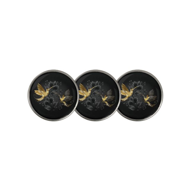 Black and Gold Hummingbird Golf Ball Marker (3 Up)