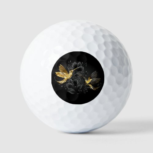 Black and Gold Hummingbird Golf Balls