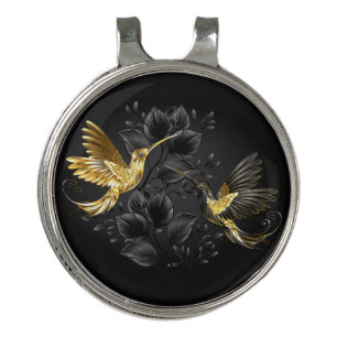 Black and Gold Hummingbird Golf Hat Clip