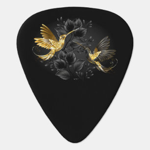 Black and Gold Hummingbird Guitar Pick